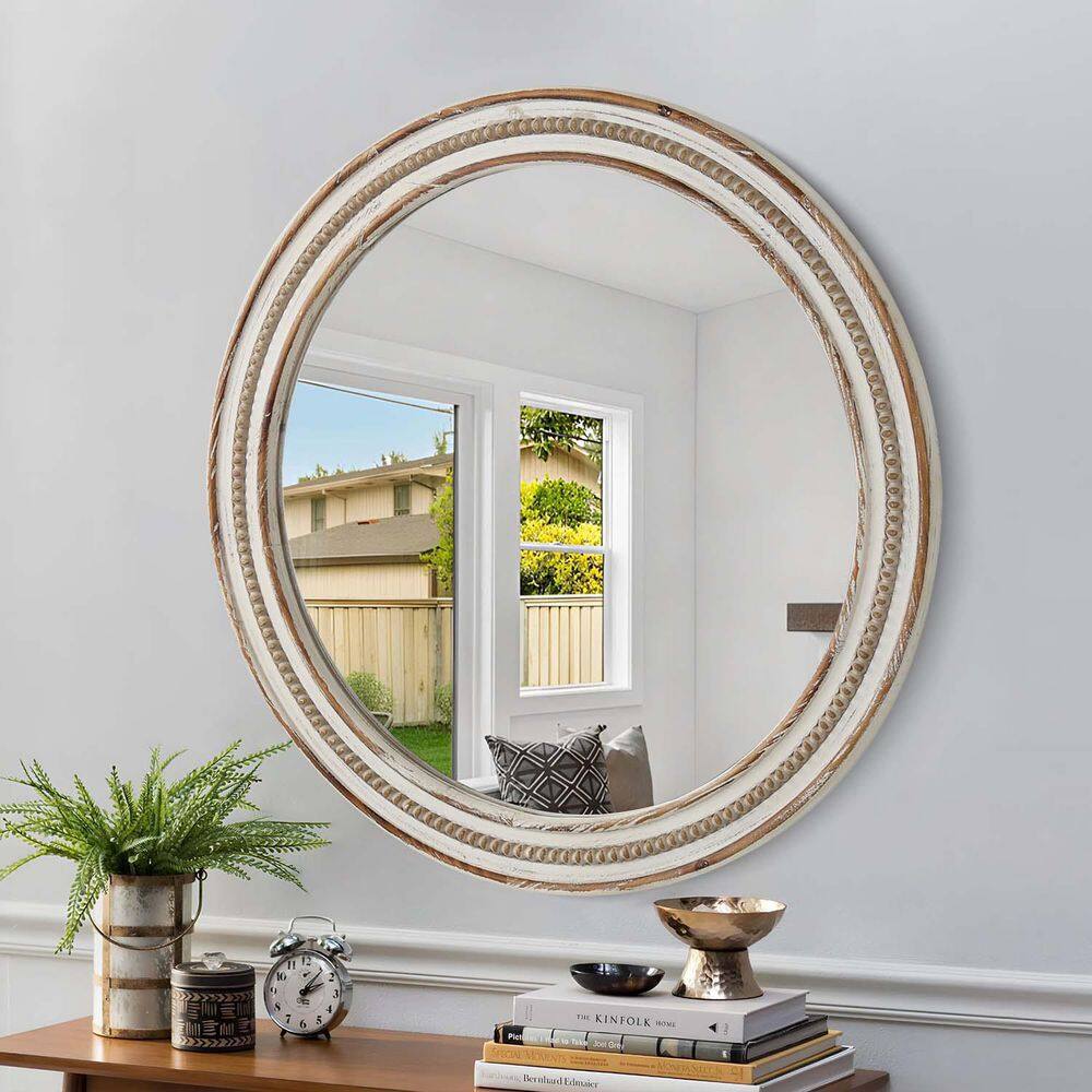 23.62 in W x 23.62 in. H Round Mirror, Wood Mirror Decorative, Farmhouse Wall Decor for Bedroom Living Room Entryway price history on PriceWatchPro