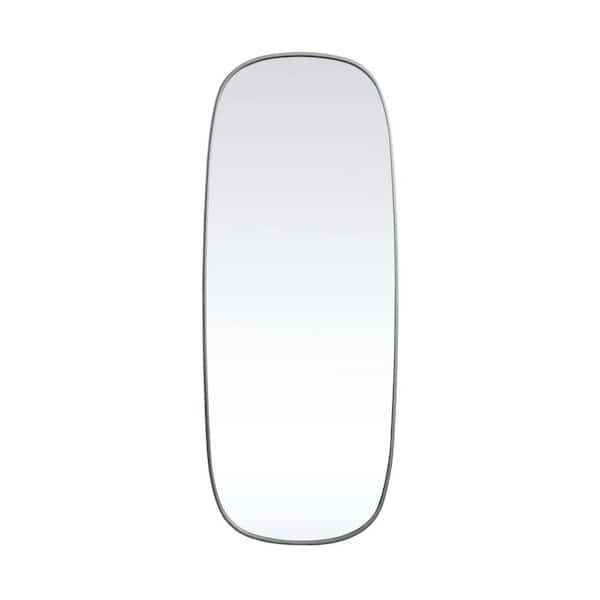 Unbranded Timeless Home 24 in. W x 60 in. H x Modern Metal Framed Oval Silver Mirror