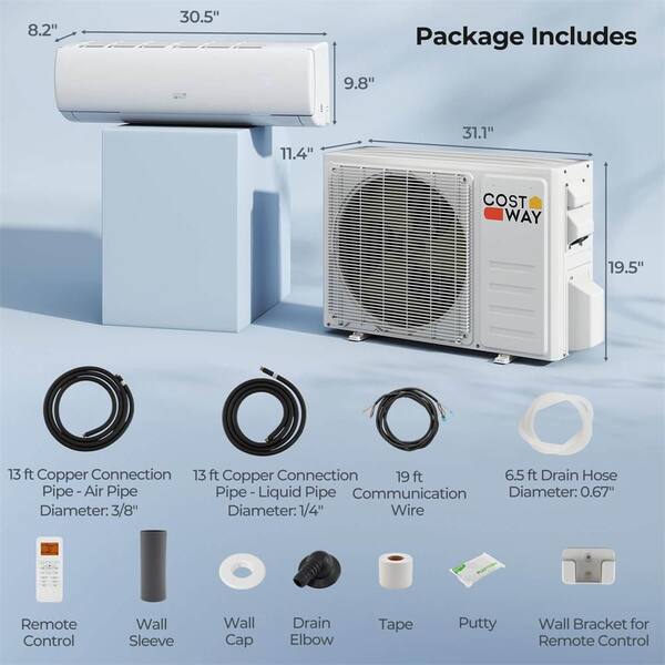 Costway Ductless Heater Costway 11500 BTU Wifi Enabled Mini - Main Image