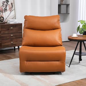 Flagship Oversized Extra Wide Orange Genuine Leather Electric Recliner Chair, Single Sofa with USB Port, 350 lbs.