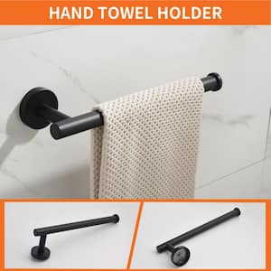 5-Piece Bath Hardware Set with Towel Hooks, Towel Bar, Toilet Paper Holder and Hand Towel Holder in Matte Black
