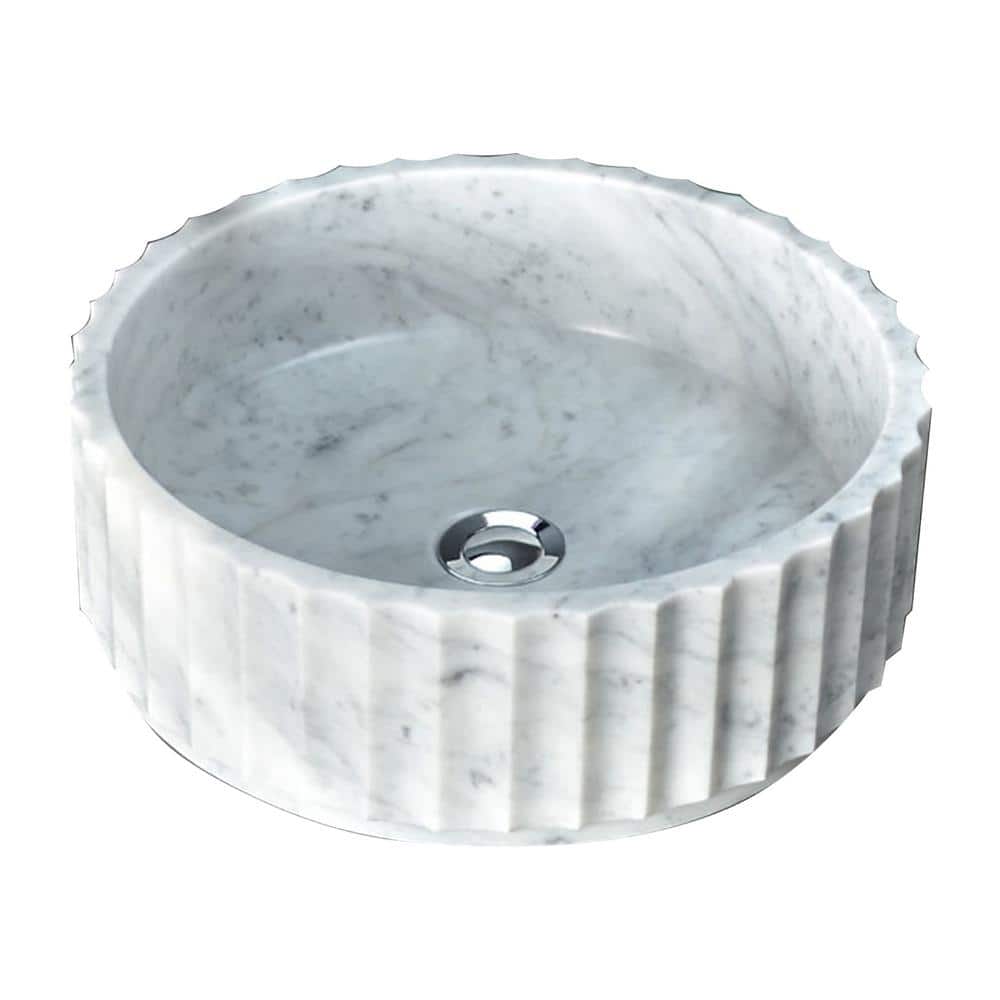 Carrera White Marble Round Vessel Sink