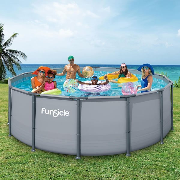 Funsicle Oasis 14 ft. Round 48 in. Deep Metal Frame Above Ground