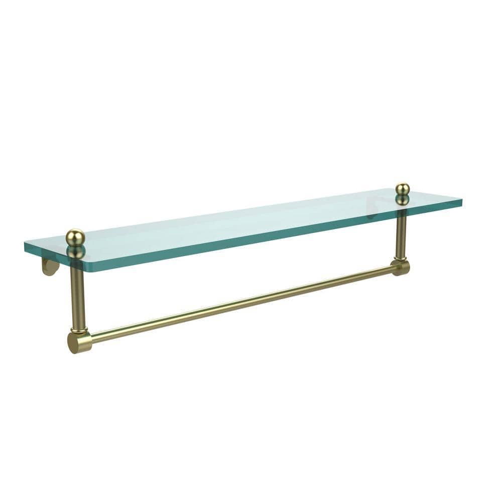 Allied Brass Prestige Regal 22 in. W x 5 in. H x 5 in. D Brass Rectangular Shelf with Towel Bar in Satin Brass