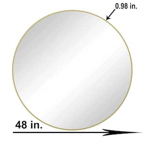 48 in. W x 48 in. H Round Metal Framed Wall Bathroom Vanity Mirror in Gold