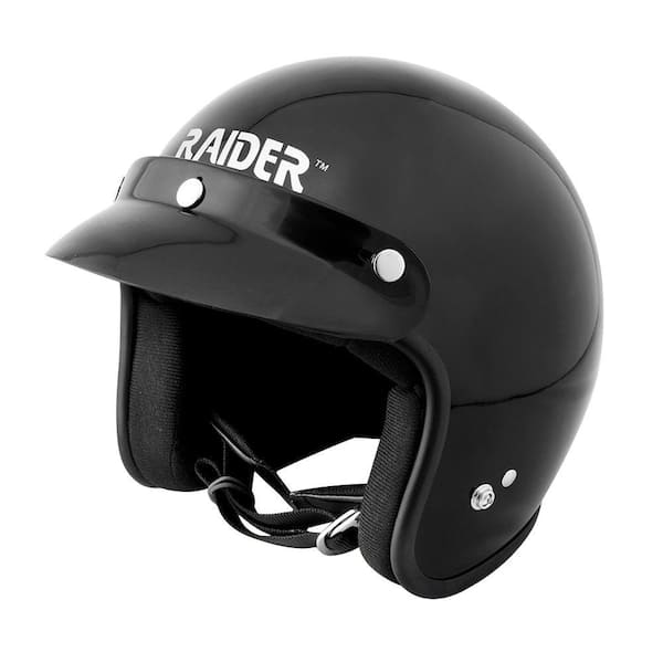 Raider Medium Adult Gloss Black Open Face Helmet