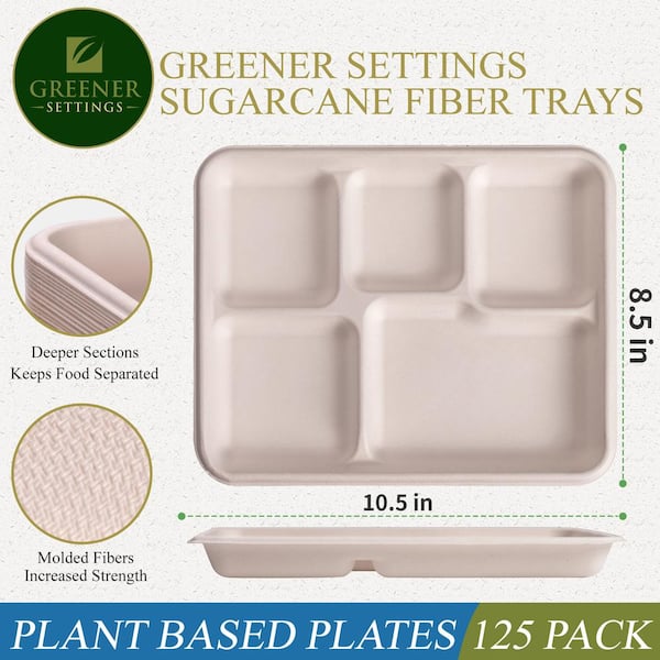 Earth's Natural Alternative 10 in. 3-Compartment Unbleached Bamboo  Compostable Disposable Paper Plates ECOP007CSE - The Home Depot