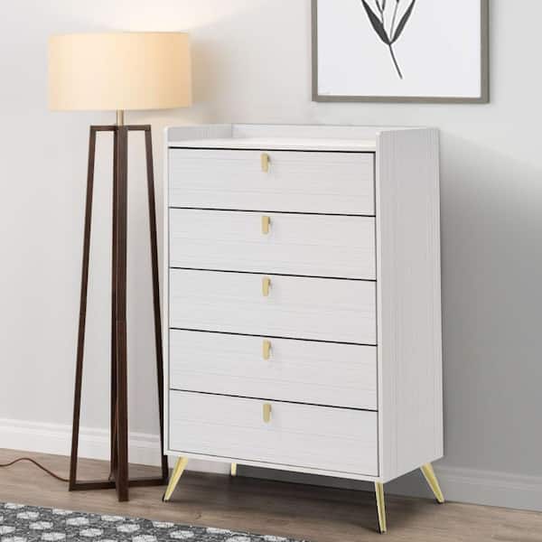 White and gold dresser chest discount