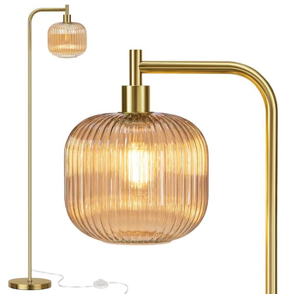 ROTTOGOON 67 in. Modern Brushed Gold Arc Floor Lamp for Living