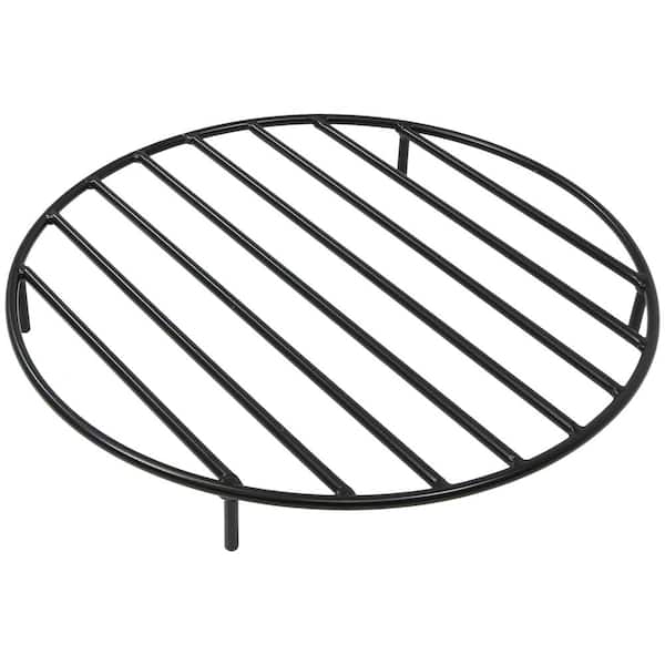 24 in. Round Black Steel Fire Pit Firewood Grate