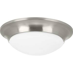 11-1/2 in. 1-Light Brushed Nickel Etched Glass Flush Mount