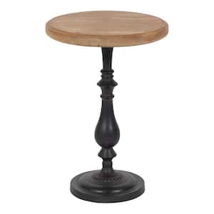 Wigley 18 in. W. Brown and Black Farmhouse Wood End Table