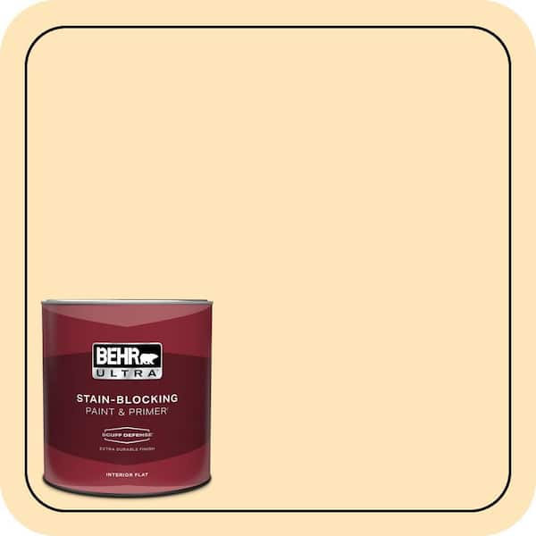 BEHR ULTRA 1 qt. #BIC-28 Butter Creme Extra Durable Flat Interior Paint & Primer