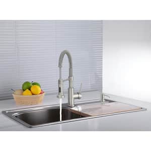 Cartway Single-Handle Spring Non Pull-Down Sprayer Kitchen Faucet in Brush Nickel