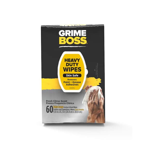 Grime Boss 60-Count Surface and Hand Wipes Heavy Duty Cleaning Wipes for  Removing Paint, Grease and Adhesives w/ Skin Safe Formula M956S8X - The  Home Depot