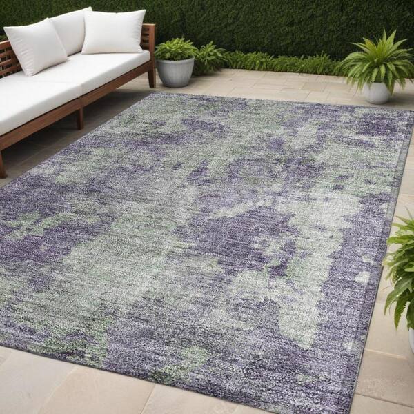 HomeRoots Purple and Green 5 ft. x 8 ft. Woven Abstract Rectangle