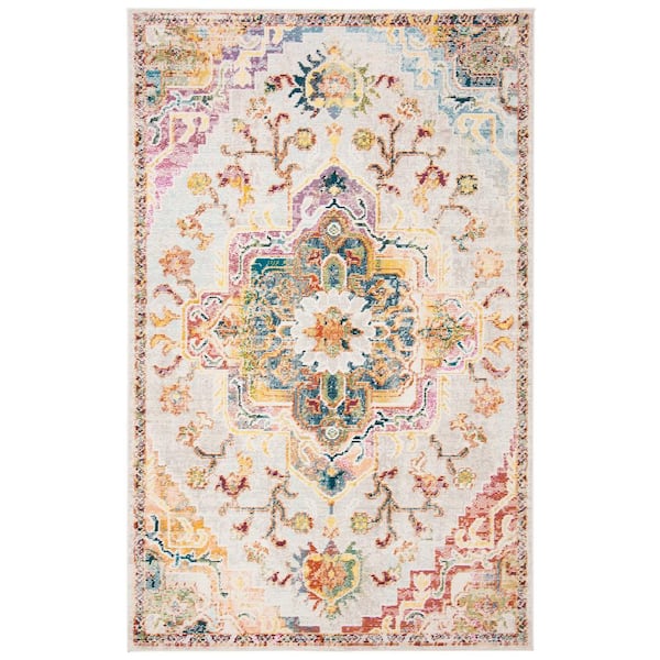 SAFAVIEH Crystal Light Blue/Gray 4 ft. x 6 ft. Border Area Rug
