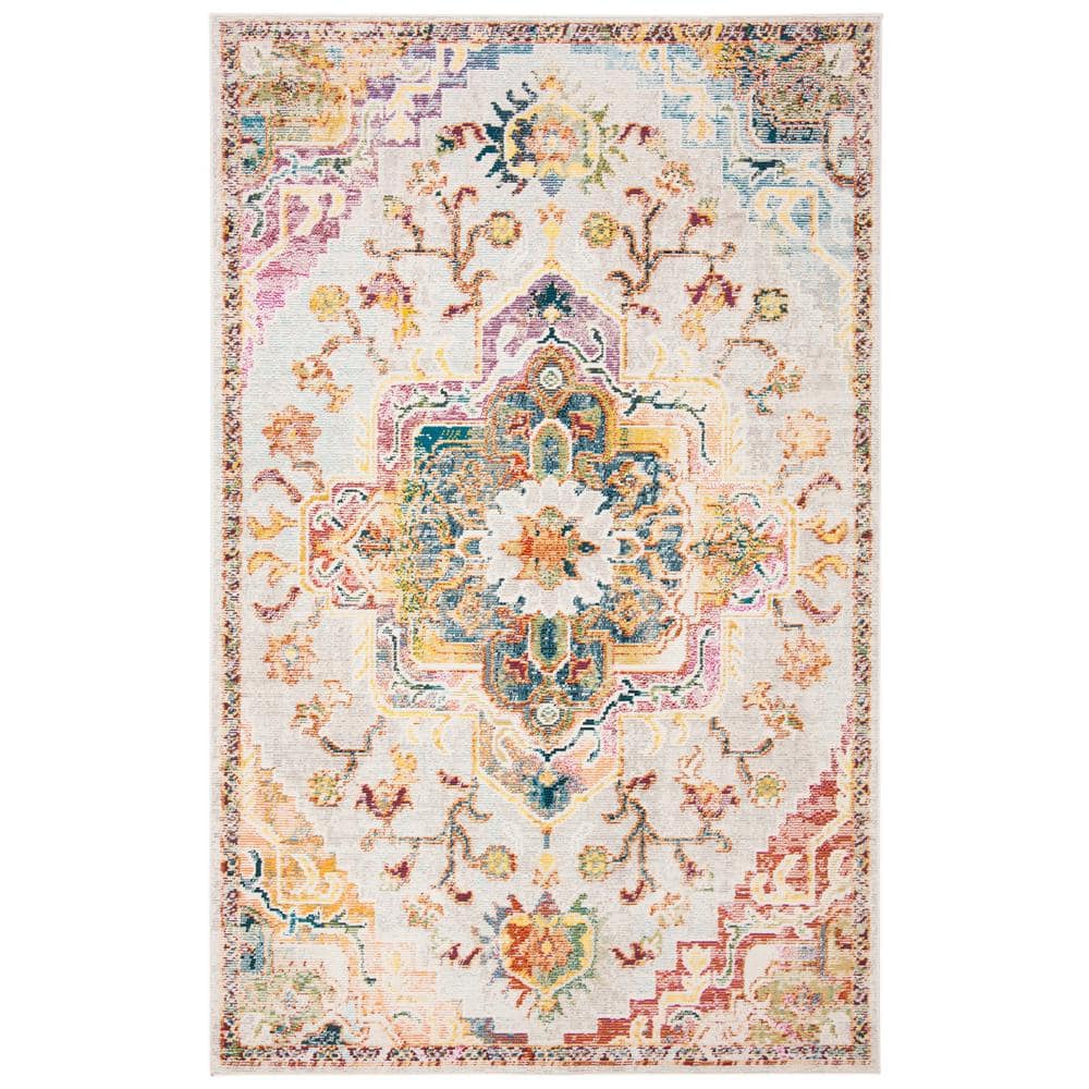 Light Blue and Grey Floral Tufted Reversible Area Rug
