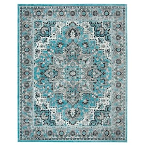 Skyler Blue/Ivory 9 ft. x 12 ft. Border Area Rug