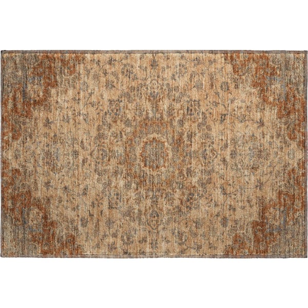Mayfield Premium Machine Washable Abstract AMF2543 Copper 3 ft. x 4 ft. Area Rug