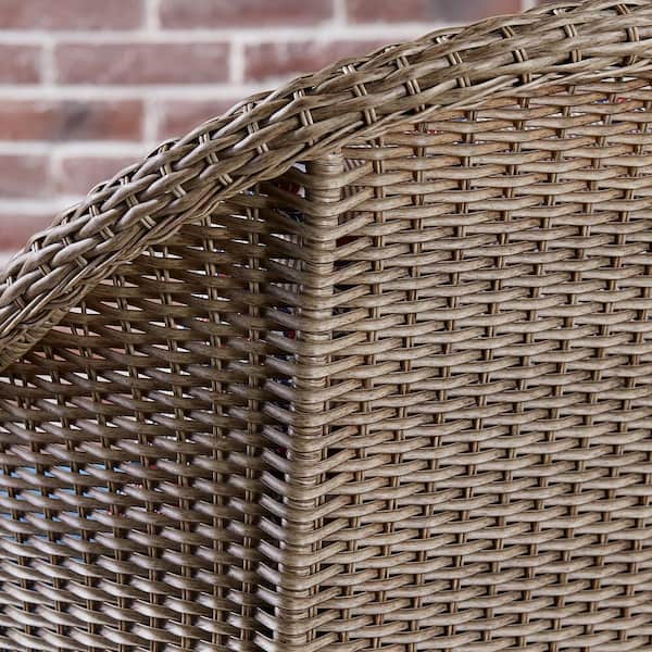 StyleWell - Florence 3-Piece Wicker Outdoor Patio Bistro Set with Blue Cushions