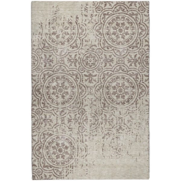 Dream Shag Premium Machine Washable Abstract ADS758 Taupe 10 ft. x 14 ft. Area Rug