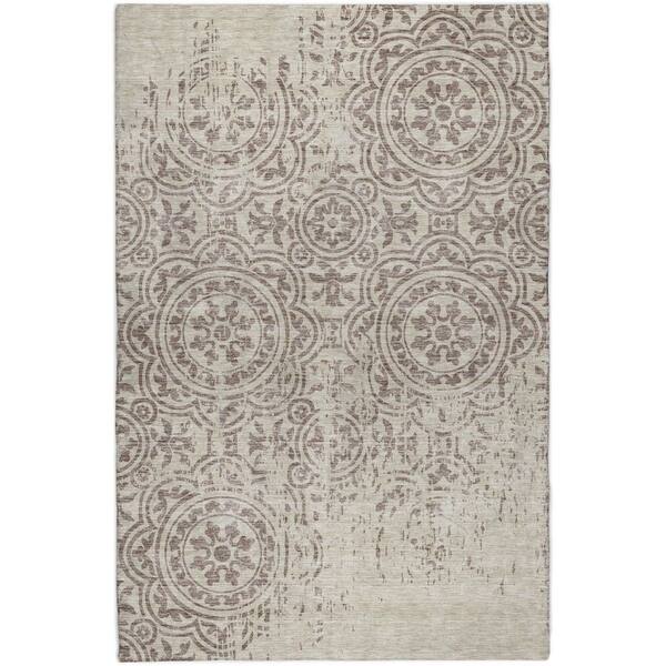 Dream Shag Premium Machine Washable Abstract ADS758 Taupe 5 ft. x 7 ft. 6 in. Area Rug