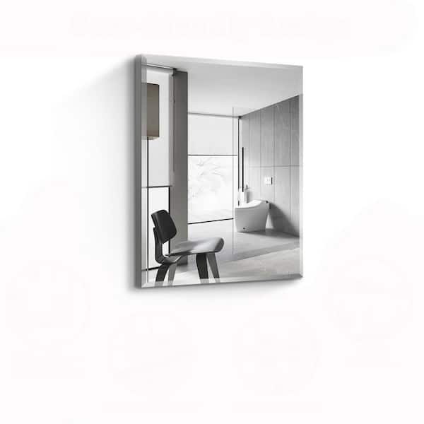 Unbranded 24 in. W x 30 in. H Rectangular Silver Aluminum Framed Medicine Cabinet with Mirror and Adjustable Glass Shelves