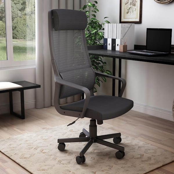 Furniture of America Elkorn Black Fabric Ergonomic Swivel Office Chair