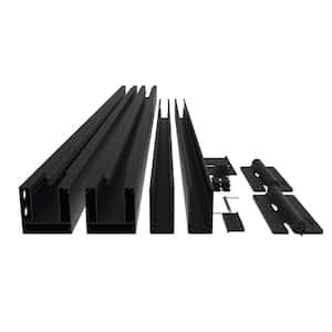 Mixed Materials 4 ft. x 6 ft. Matte Black Aluminum Fence Gate Kit