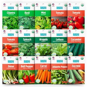 Organic Garden Essentials Vegetable Seeds Variety (15-Pack)
