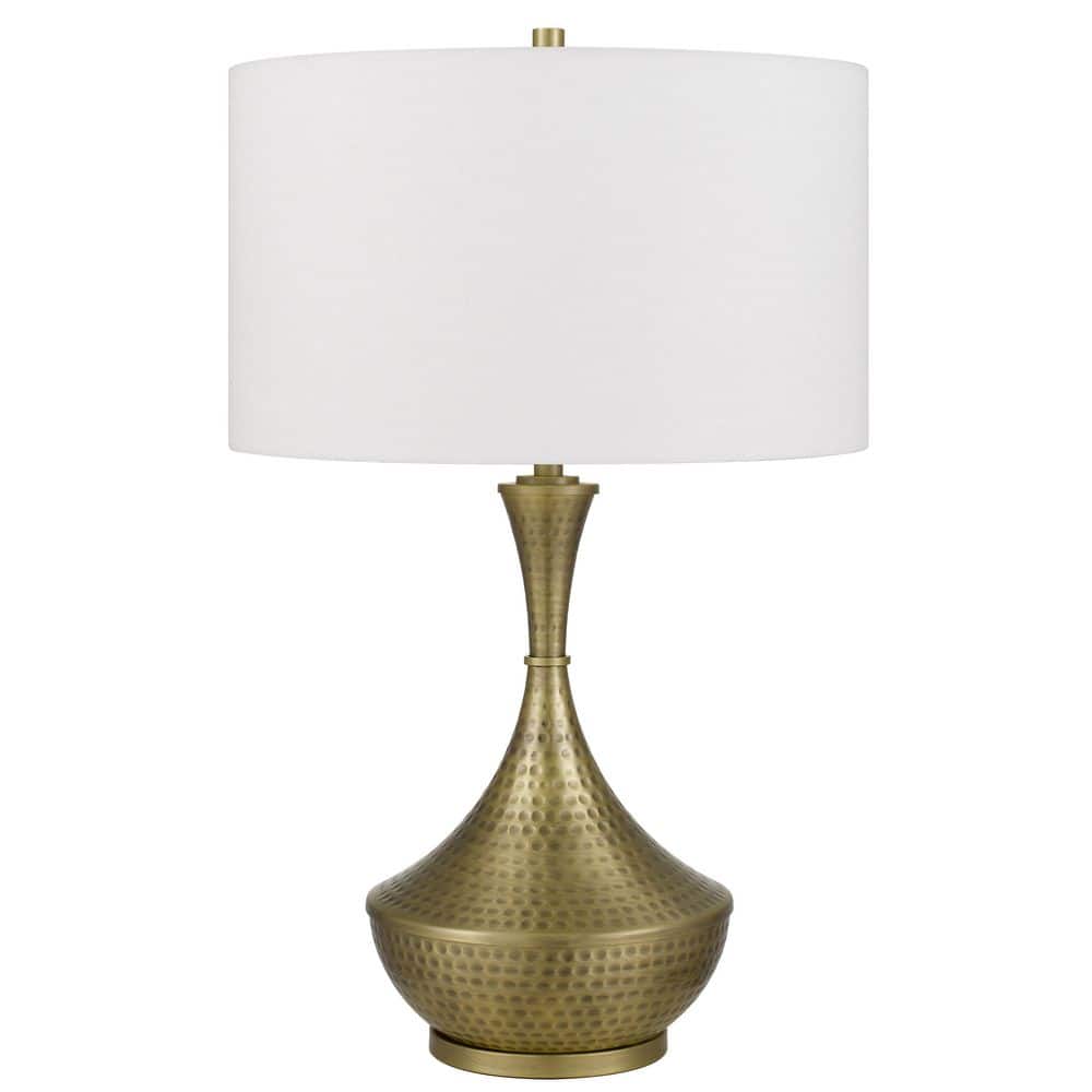 26.75 in. Height Antique Brass Metal Table Lamp with Shade