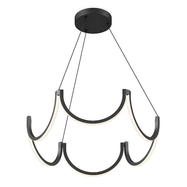 Artika Adelia 25-Watt 1 Light Black Modern 5 CCT Integrated LED Pendant Light Fixture for Dining Room or Kitchen