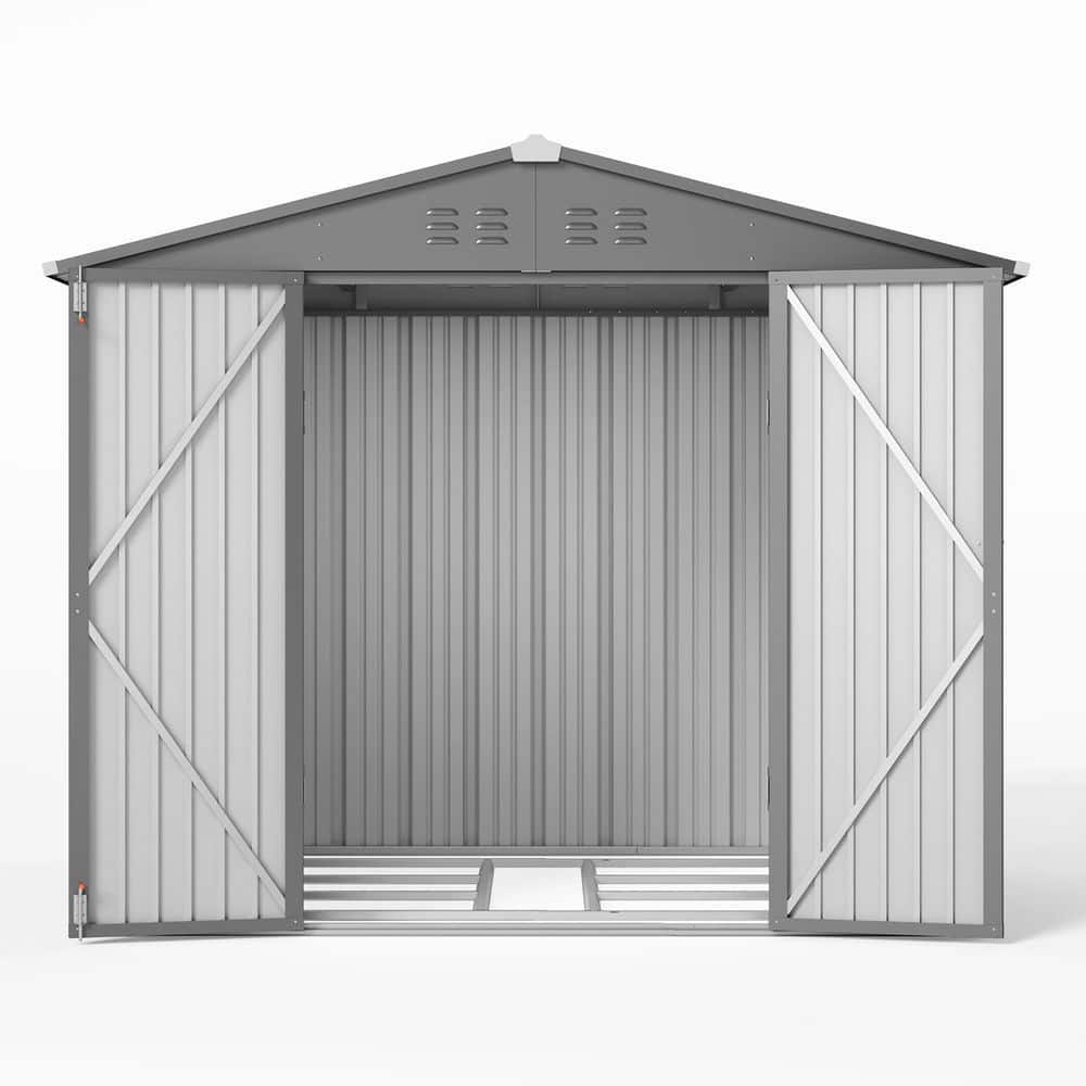 Lofka 8x6 FT (48 Sq Ft) Galvanized Metal Outdoor Storage Shed-Dark
