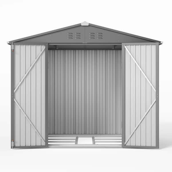 Lofka 8x6 FT (48 Sq Ft) Galvanized Metal Outdoor Storage Shed-Dark
