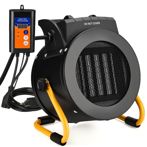 1500W Indoor/Outdoor Greenhouse Heater w Thermostat, PTC Ceramic Fast Heating, Overheat Protection, IPX4 Waterproof