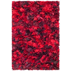 Rio Shag Red/Multi Doormat 3 ft. x 5 ft. Solid Area Rug