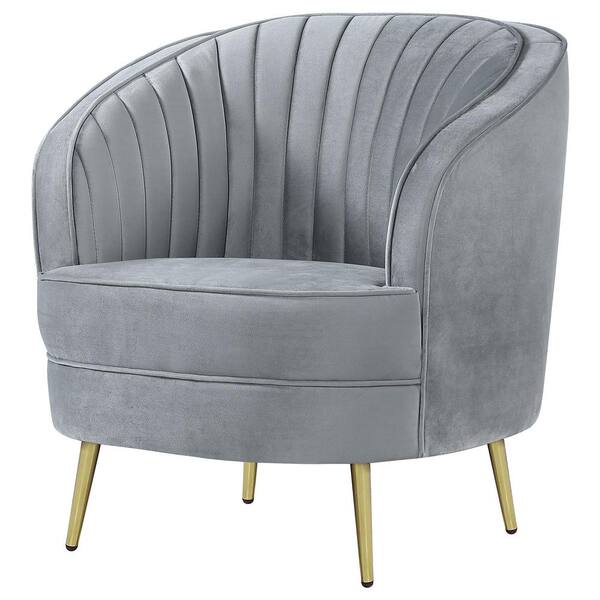 Coaster Sophia Grey Velvet Channel Tufted Upholstered Living Room