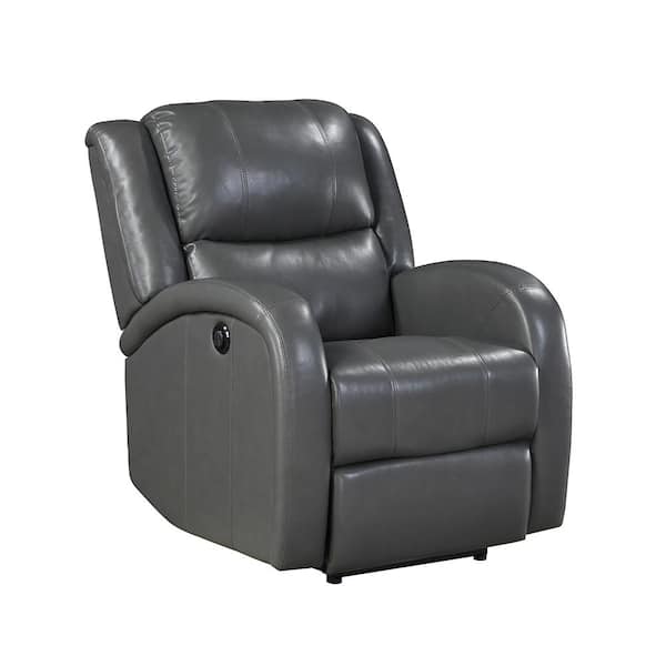 Unbranded Geoffery Gray Faux Leather Upholstered Power Recliner