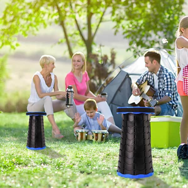 OGETFUUR 2-Pack Blue and Black Portable Collapsible Stool