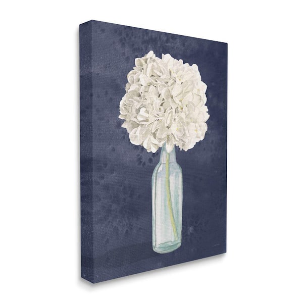 Stupell Industries White Floral Bouquet in Bottle Blue Painting by James Wiens Unframed Print Abstract Wall Art 16 in. x 20 in.