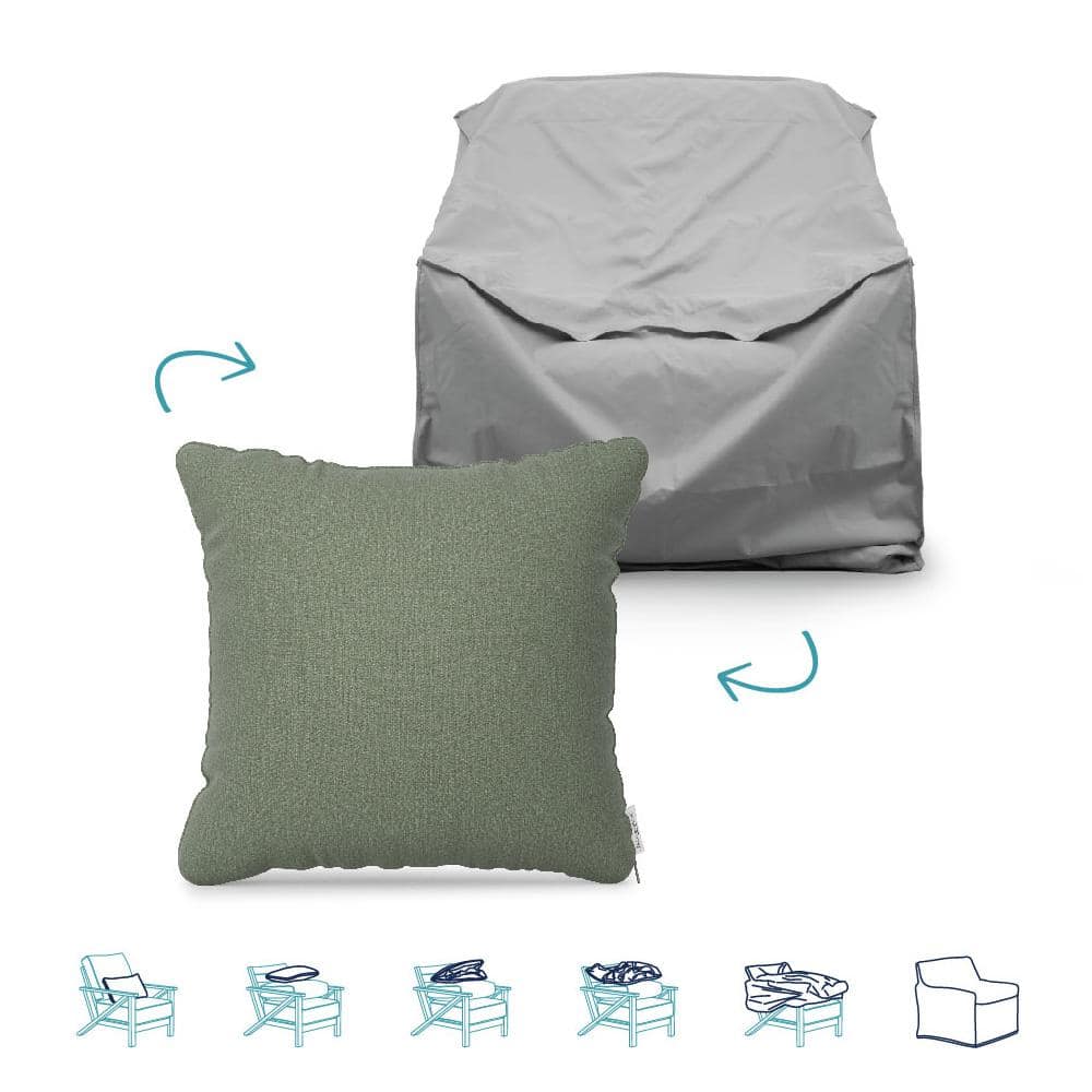 Pillow-To-Cover 18 in. Cast Sage Pillow Club Chair Cover