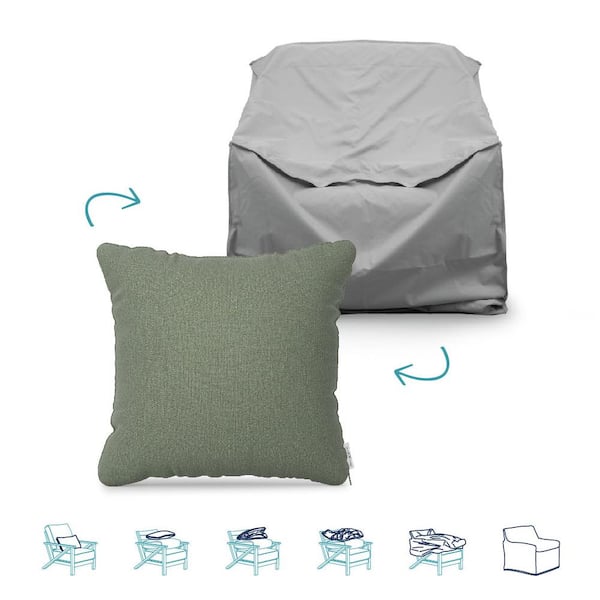 Unbranded Pillow-To-Cover 18 in. Cast Sage Pillow Club Chair Cover