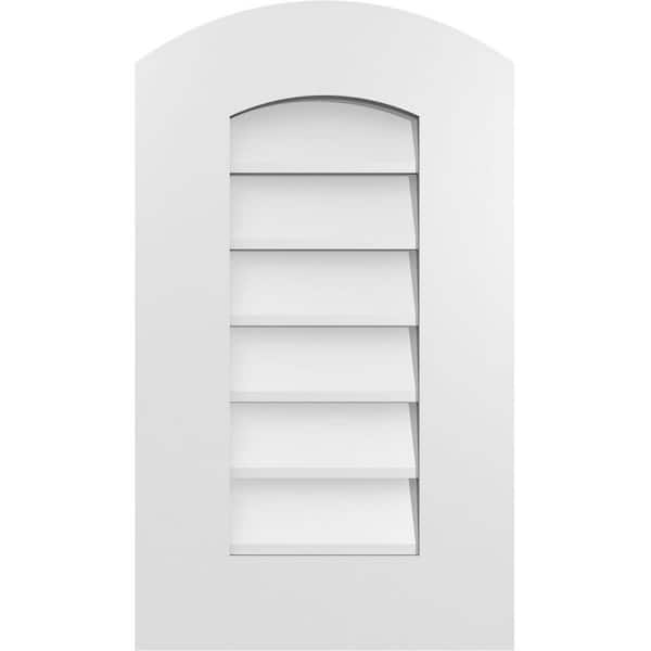 Ekena Millwork 14 in. x 24 in. Arch Top Surface Mount PVC Gable Vent: Functional with Standard Frame