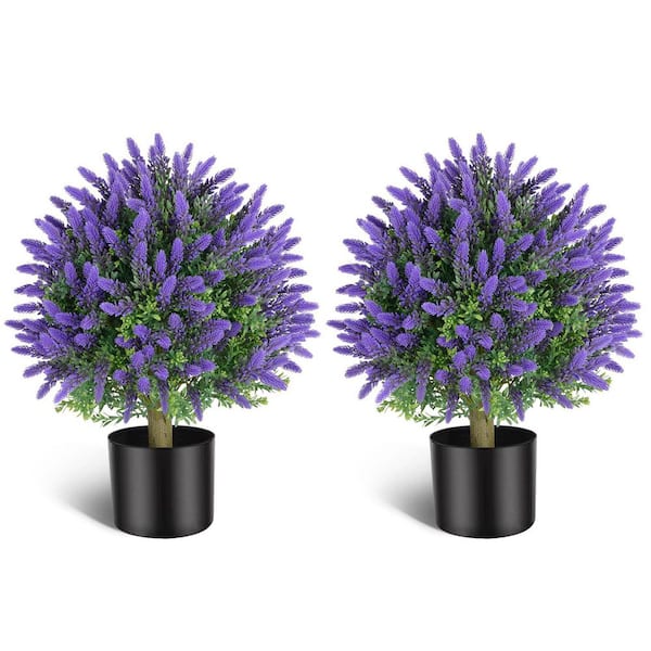 Olivivi 1.8 ft. Artificial Lavender Trees in Black Pots, 21.6 in. Lavender Ball Topiary for Indoor/Outdoor Decor, 2-Pack