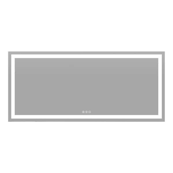 72 in. W x 32 in. H Large Rectangular Frameless Anti-Fog LED Light Wall Mounted Bathroom Vanity Mirror in White
