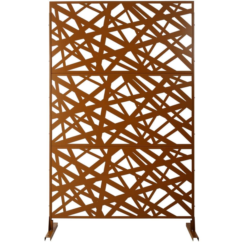 Elegant 48 in. x 76 in. Outdoor and Indoor Privacy Screen Metal, Freestanding Decorative Privacy Fence Panels in Brown price history on PriceWatchPro