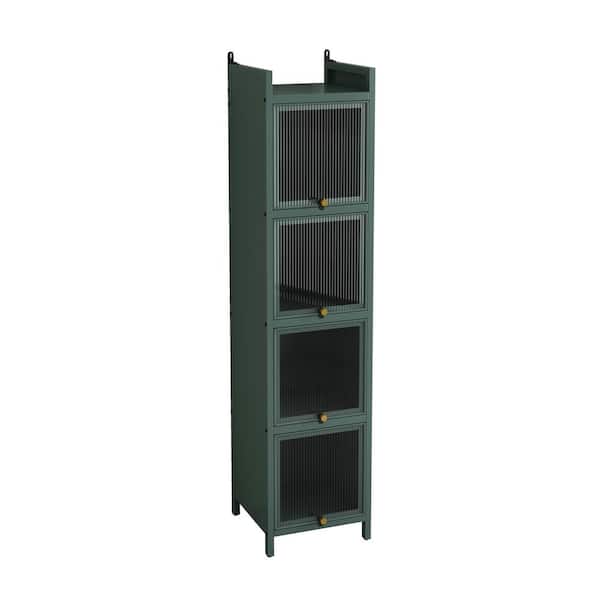 13.78 in. W x 14.17 in. D x 60.62 in. H Dark Green Linen Cabinet with Featuring 5-Tier Storage