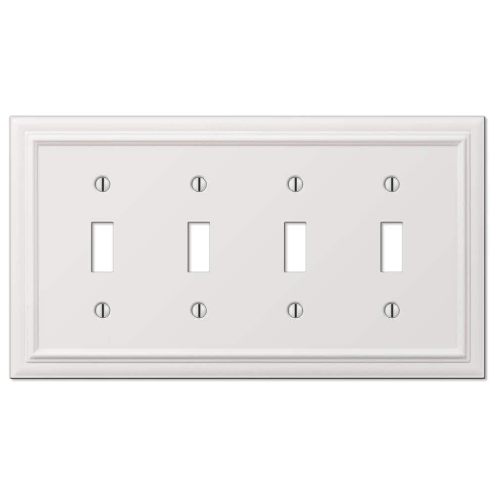 White Cast Metal Quad Toggle Wall Plate