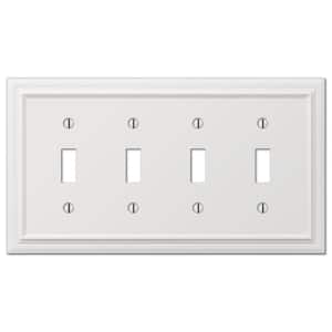 Continental 4 Gang Toggle Metal Wall Plate - White